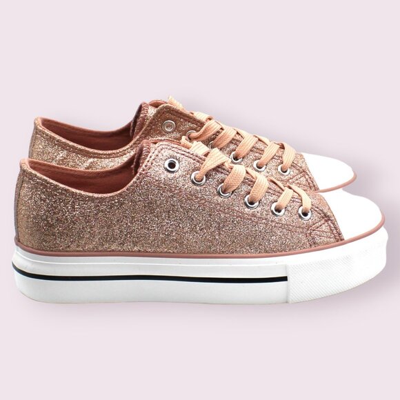 Olivia Miller Women's Corsano Glitter Lace up Sneakers Women's Shoes - Picture 2 of 8